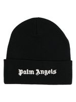 Palm Angels logo-embroidered cotton beanie - Noir