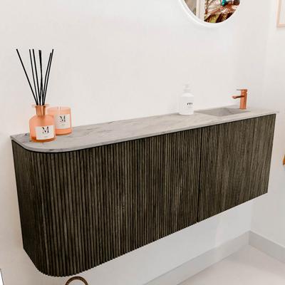 Toiletmeubel Mondiaz Joya Dlux | 111.6 cm | Meubelkleur Shadow | Faye wastafel Glace Wasbak Rechts | 1 kraangat