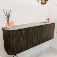 Toiletmeubel Mondiaz Joya Dlux | 111.6 cm | Meubelkleur Shadow | Faye wastafel Glace Wasbak Rechts | 1 kraangat