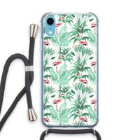 Flamingo bladeren: iPhone XR Transparant Hoesje met koord