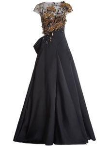 Marchesa robe ornée de sequins à détail de nœud - Noir