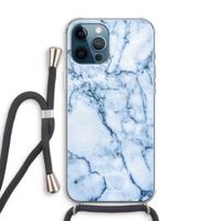 Blauw marmer: iPhone 12 Pro Transparant Hoesje met koord