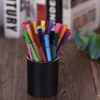Aluminium ronde Bureau potlood houder container organisator briefpapier Gift (zwart)