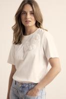 Tramontana T-shirt Flower Detail C24-19-401 T-shirt Korte Mouw 001100-offwhite