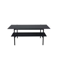 VonStaf salontafel met plank 60x120 cm glas zwart marmor decor. - thumbnail