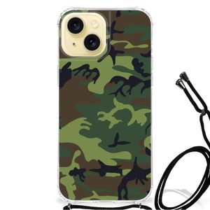 Apple iPhone 15 Doorzichtige Silicone Hoesje Army Dark