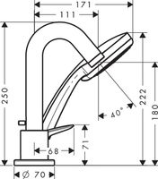 Hansgrohe Logis 3-gats badrandkraan chroom - thumbnail