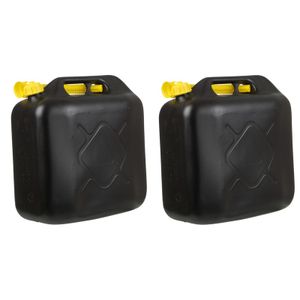 2x Zwarte jerrycans/watertanks met schenktuit 20 liter