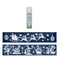 Kerst sfeer raamsjablonen met ECO spuitsneeuw - 9x stuks - 24 x 60 cm - raamdecoratie