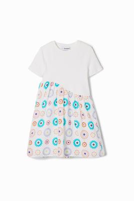 Gecombineerde geometrische jurk - WHITE - 7/8