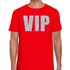 VIP zilver glitter tekst t-shirt rood heren