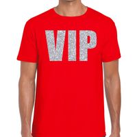 VIP zilver glitter tekst t-shirt rood heren - thumbnail