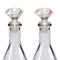 Arte r Wijnstopper - 2x - kunststof - diamant geslepen look - 7 x 4 cm - flessenstopper