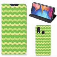 Samsung Galaxy A20e Hoesje met Magneet Waves Green - thumbnail