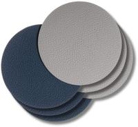 Cookinglife Onderzetters - Vegan leer - Grijs / Blauw - dubbelzijdig - ø 10 cm - 6 stuks
