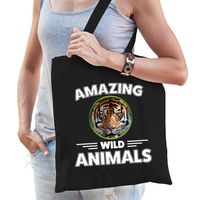 Tasje tijgers amazing wild animals / dieren zwart voor volwassenen en kinderen