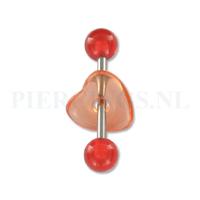 Tongpiercing acryl met donut hart rood