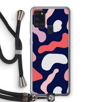 Memphis Shapes Pink: Samsung Galaxy A21s Transparant Hoesje met koord