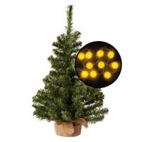 Mini kerstboom - groen - met zonnebloemen verlichting - H60 cm - Kunstkerstboom