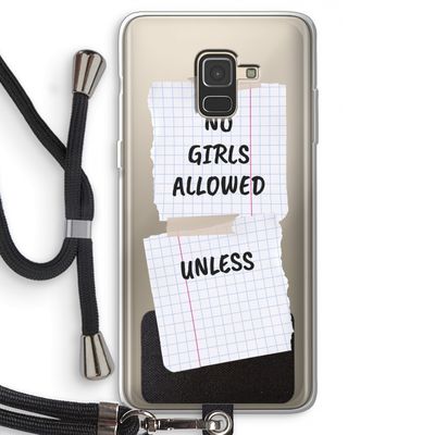 No Girls Allowed Unless: Samsung Galaxy A8 (2018) Transparant Hoesje met koord