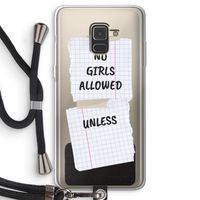 No Girls Allowed Unless: Samsung Galaxy A8 (2018) Transparant Hoesje met koord