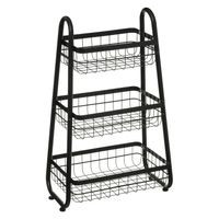 Gebor - Badkamer Mandje – Badkamer Trolley – Drie Etages – Metalen Mandjes – Zwart – Industriële Uitstraling – - thumbnail