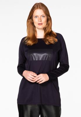 Yoek Tunic shiny rectangle | Blauw | Maat 38