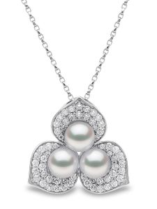 Yoko London pendentif Petal en or blanc 18ct serti de perles et diamants - Argent