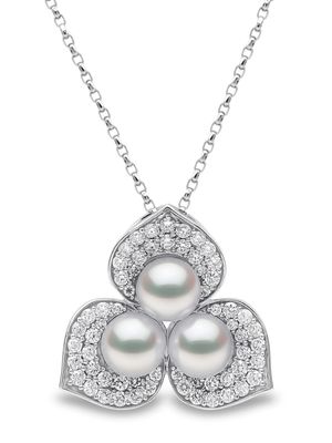 Yoko London pendentif Petal en or blanc 18ct serti de perles et diamants - Argent