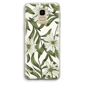 Wit bloemenpatroon: Samsung Galaxy J6 (2018) Transparant Hoesje
