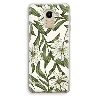 Wit bloemenpatroon: Samsung Galaxy J6 (2018) Transparant Hoesje