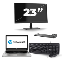 HP ProBook 650 G2 - Intel Core i3-6e Generatie - 15 inch - 8GB RAM - 240GB SSD - Windows 11 + 1x 23 inch Monitor
