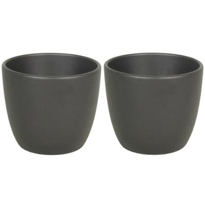 Floran Plantenpot - 4x - antraciet grijs - mat - keramiek - 25 x 22 cm - bloempot