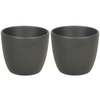 Floran Plantenpot - 4x - antraciet grijs - mat - keramiek - 25 x 22 cm - bloempot