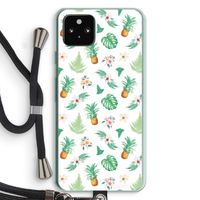 Ananas bladeren: Pixel 5a 5G Transparant Hoesje met koord