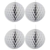 Papieren kerstballen - 4x - grijs - 10 cm - kerstversiering