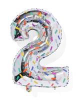 HEMA Folieballon cijfer 2 confetti XL (zilver)