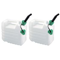 2x stuks kunststof jerrycans voor brandstof met schenktuit 10 liter L32 x B18 x H30 cm - thumbnail