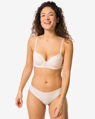 HEMA Damesstring Micro Met Kant Lichtroze (lichtroze)
