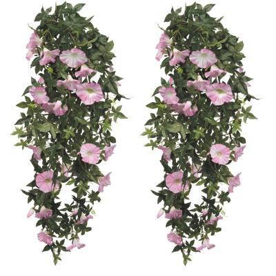 Kunstplant Petunia - 2x - lichtroze - 80 cm - kunst hangplanten
