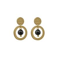 Flow Jewels Hang Oorbellen Fien Zwart Steentje Goud