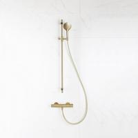 Fortifura Calvi douchekraan met glijstangset met ronde handdouche, gladde doucheslang Geborsteld Messing PVD (Goud) SW767490/SW799449/SW728177/SW720571
