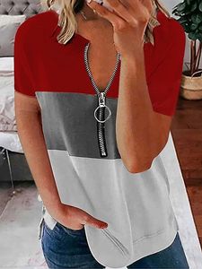 Casual Loosen Color Block Short Sleeve T-Shirt