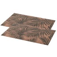 Secret de Gourmet tafel placemats Palm Tree - Set van 12x stuks - grijs/bruin - linnen mix - 45 x 30 Secret de Gourmet tafel placemats Palm Tree - Set van 12x stuks - grijs/bruin - linnen mix - 45 x 30