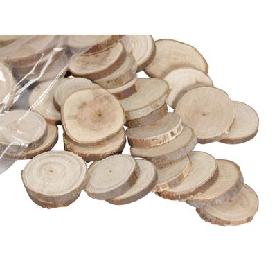 Othmar Decorations Boomschijven - 100x stuks - hout - rond - 3-5 cm - knutselmateriaal