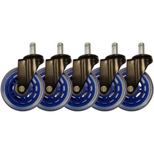 LC-Power LC-CASTERS-7DB-SPEED bureaustoelonderdeel Blauw Kunststof, Rubber Zwenkwielen