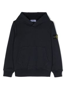 Stone Island Junior hoodie en coton à patch logo - Bleu