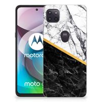 Motorola Moto G 5G TPU Siliconen Hoesje Marmer Wit Zwart - Origineel Cadeau Man