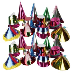 Feesthoedje van papier - 8x - metallic glans - diverse soorten