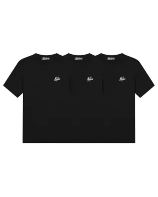 Malelions Signature T-Shirt 3-Pack Heren Zwart/Zwart/Zwart - Maat S - Kleur: Zwart | Soccerfanshop